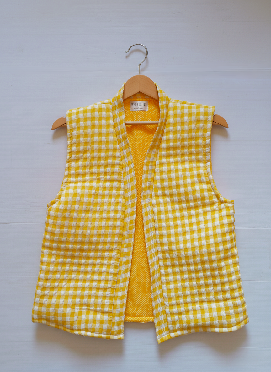 Gingham Quilted Vest (Available on Pre-order)